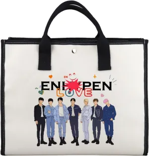 Zuo Bao Korean Group Tote Bag K-Pop Singer Lover Gift Korean Music Inspired Canvas Shopping Bag for Fans