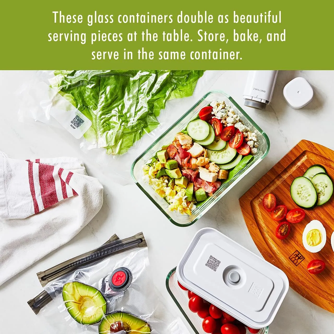 ZWILLING Fresh & Save 3-pc Glass Food Storage, Meal Prep Container, Assorted Sizes